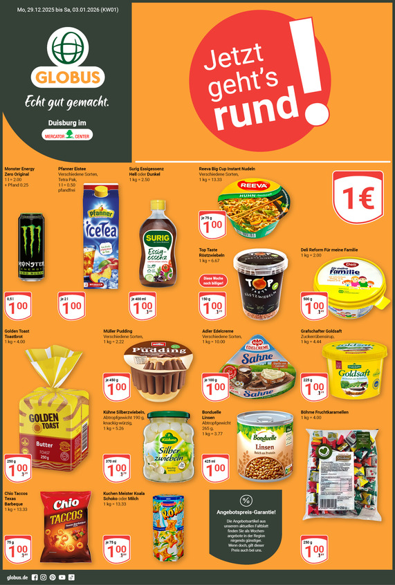 Kommendes Werbeprospekt von GLOBUS mit Angeboten vom 29.12.2025 bis 03.01.2026