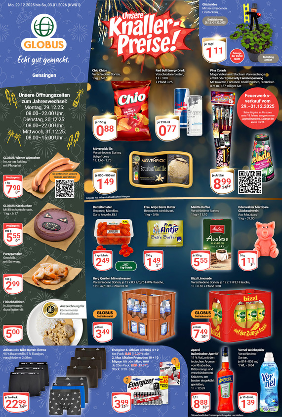 Aktuelles Werbeprospekt von GLOBUS mit Angeboten vom 29.12.2025 bis 03.01.2026