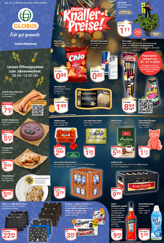 Aktuelles Werbeprospekt von GLOBUS mit Angeboten vom 29.12.2025 bis 03.01.2026