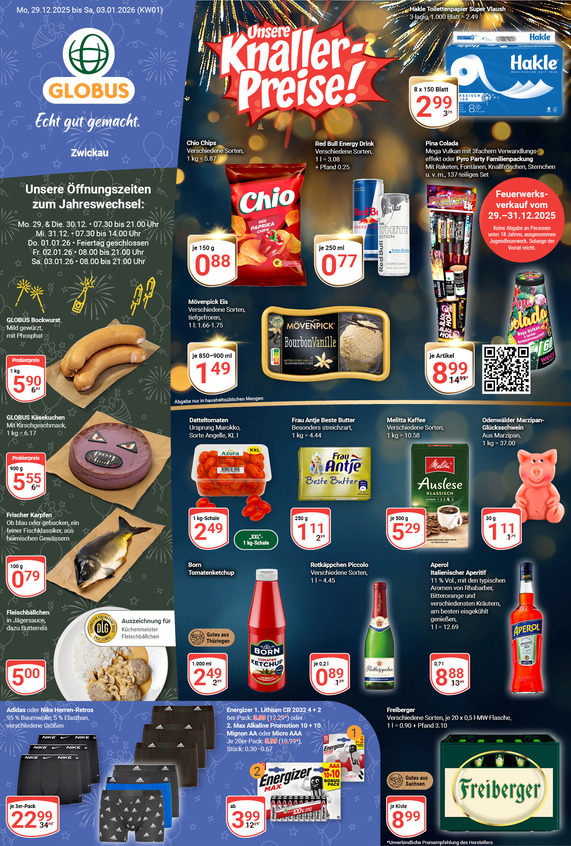 Kommendes Werbeprospekt von GLOBUS mit Angeboten vom 29.12.2025 bis 03.01.2026