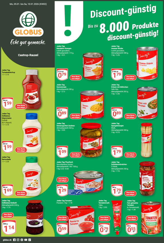 Aktuelles Werbeprospekt von GLOBUS mit Angeboten vom 05.01.2026 bis 10.01.2026
