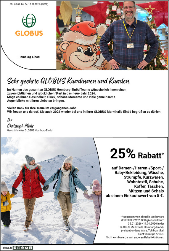 Aktuelles Werbeprospekt von GLOBUS mit Angeboten vom 05.01.2026 bis 10.01.2026