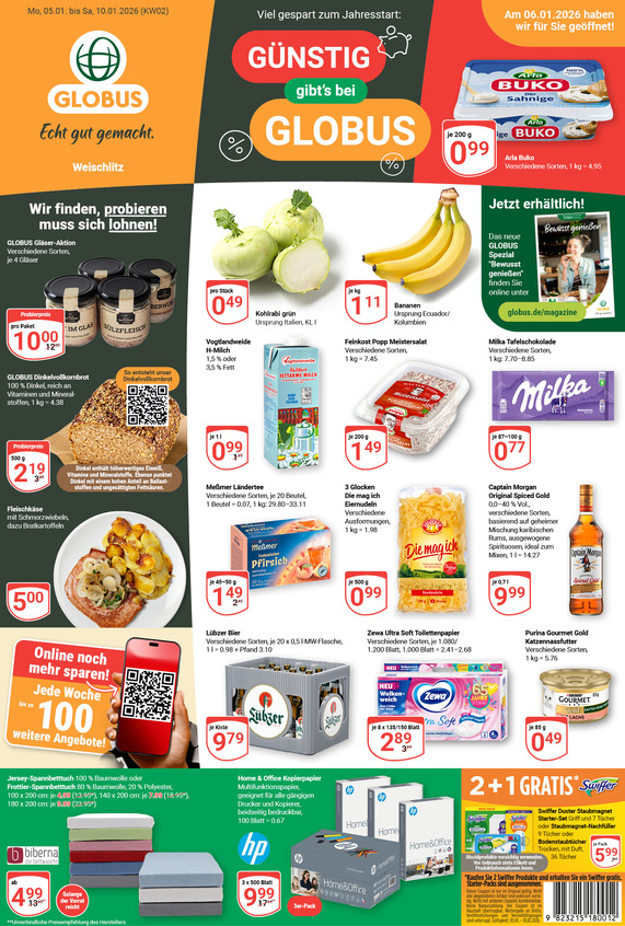 Kommendes Werbeprospekt von GLOBUS mit Angeboten vom 05.01.2026 bis 10.01.2026
