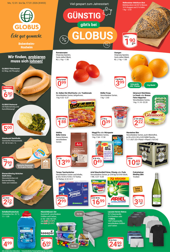 Kommendes Werbeprospekt von GLOBUS mit Angeboten vom 12.01.2026 bis 17.01.2026