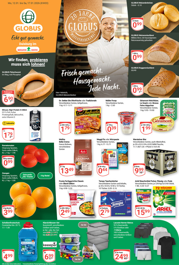 Kommendes Werbeprospekt von GLOBUS mit Angeboten vom 12.01.2026 bis 17.01.2026