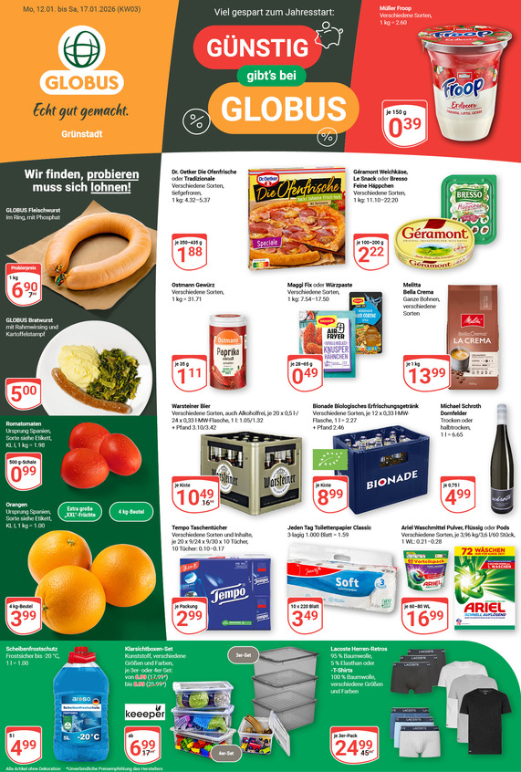 Aktuelles Werbeprospekt von GLOBUS mit Angeboten vom 12.01.2026 bis 17.01.2026