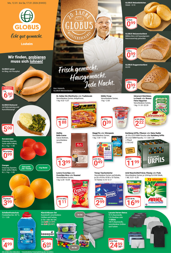 Kommendes Werbeprospekt von GLOBUS mit Angeboten vom 12.01.2026 bis 17.01.2026
