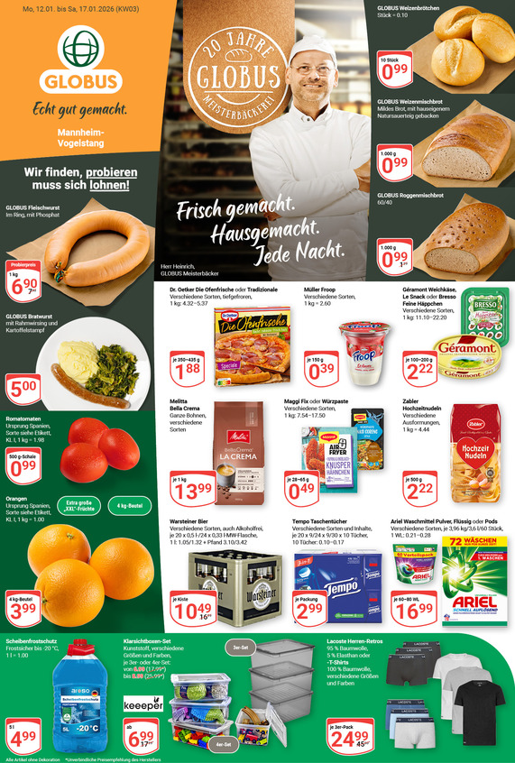 Kommendes Werbeprospekt von GLOBUS mit Angeboten vom 12.01.2026 bis 17.01.2026