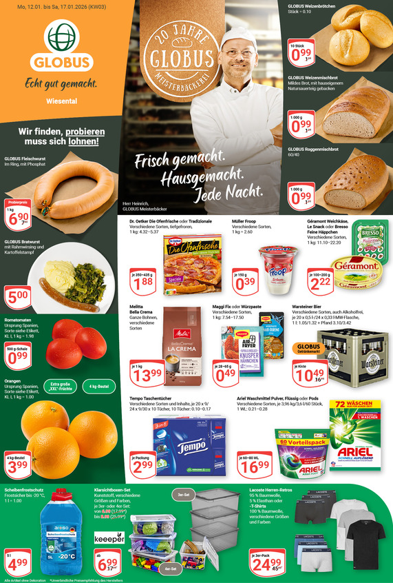 Kommendes Werbeprospekt von GLOBUS mit Angeboten vom 12.01.2026 bis 17.01.2026