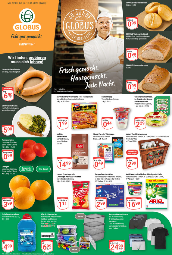 Kommendes Werbeprospekt von GLOBUS mit Angeboten vom 12.01.2026 bis 17.01.2026