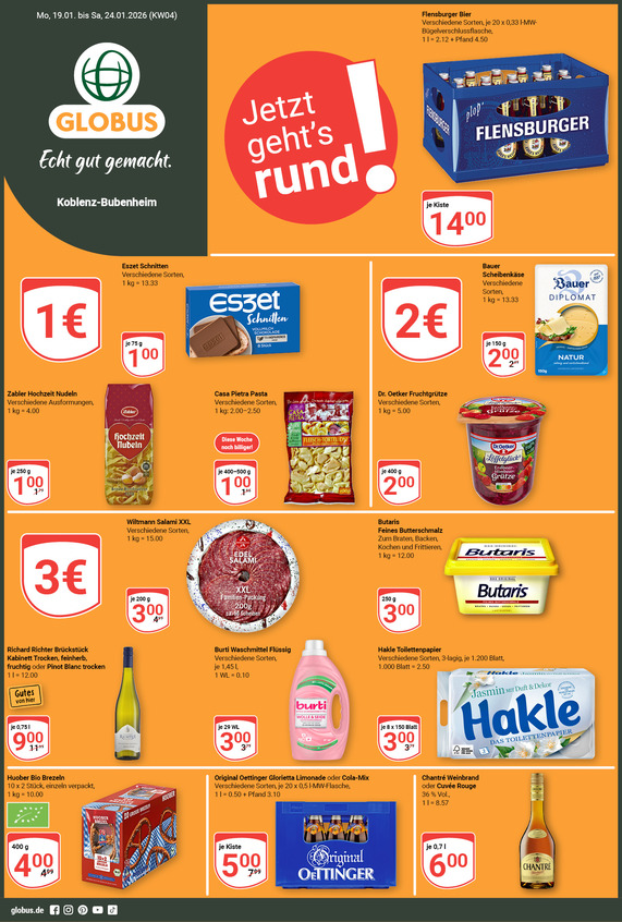 Kommendes Werbeprospekt von GLOBUS mit Angeboten vom 19.01.2026 bis 24.01.2026