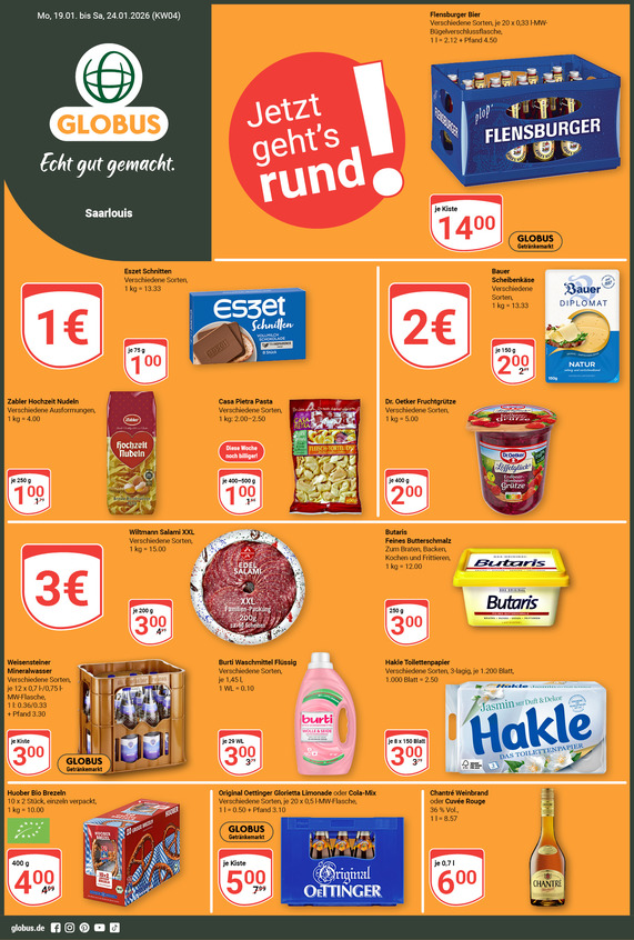 Kommendes Werbeprospekt von GLOBUS mit Angeboten vom 19.01.2026 bis 24.01.2026