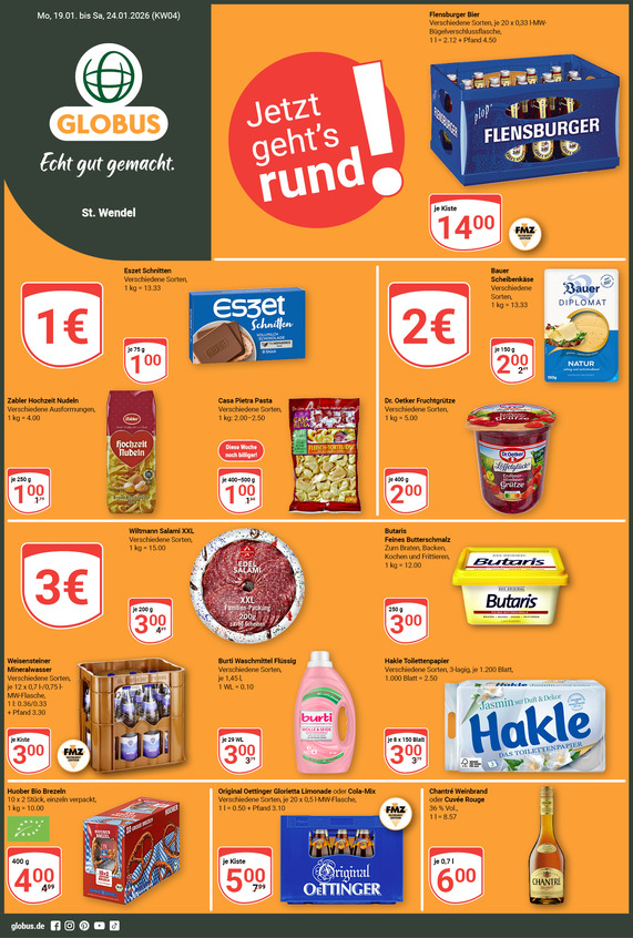 Aktuelles Werbeprospekt von GLOBUS mit Angeboten vom 19.01.2026 bis 24.01.2026