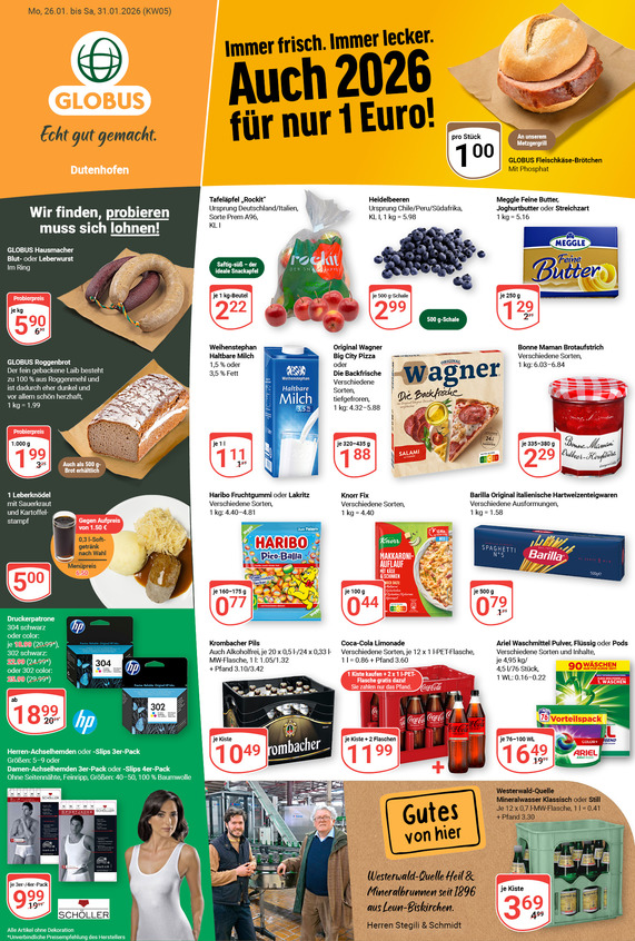 Aktuelles Werbeprospekt von GLOBUS mit Angeboten vom 26.01.2026 bis 31.01.2026