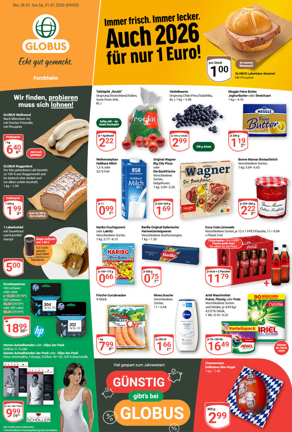 Kommendes Werbeprospekt von GLOBUS mit Angeboten vom 26.01.2026 bis 31.01.2026