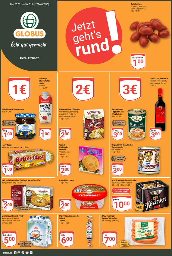 Aktuelles Werbeprospekt von GLOBUS mit Angeboten vom 26.01.2026 bis 31.01.2026