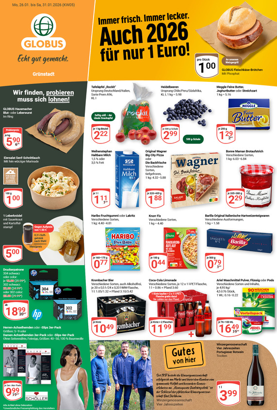 Kommendes Werbeprospekt von GLOBUS mit Angeboten vom 26.01.2026 bis 31.01.2026