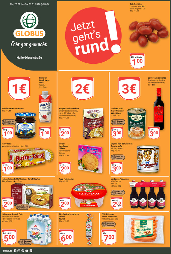 Kommendes Werbeprospekt von GLOBUS mit Angeboten vom 26.01.2026 bis 31.01.2026