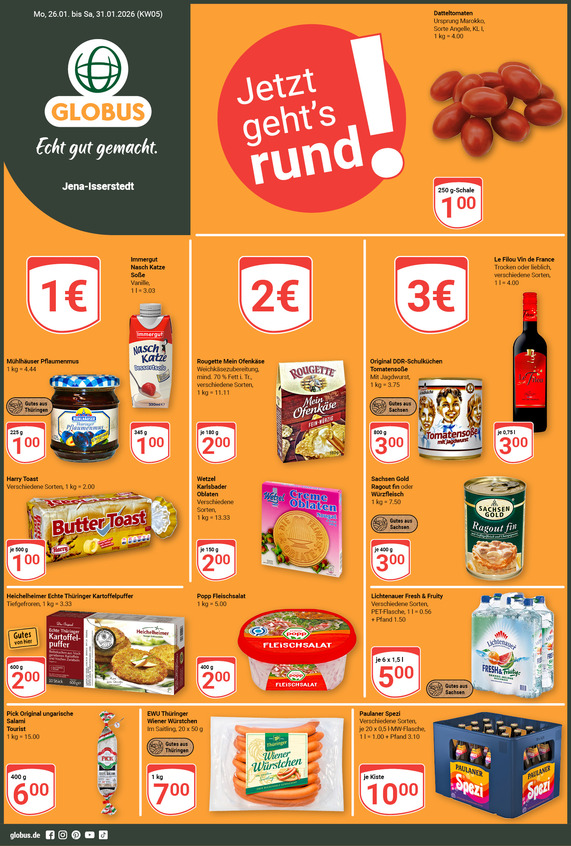 Aktuelles Werbeprospekt von GLOBUS mit Angeboten vom 26.01.2026 bis 31.01.2026