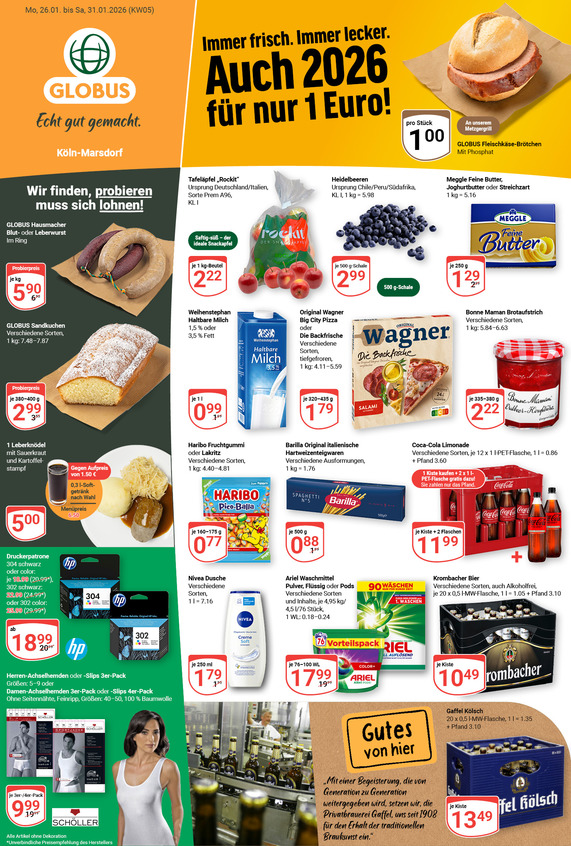 Kommendes Werbeprospekt von GLOBUS mit Angeboten vom 26.01.2026 bis 31.01.2026
