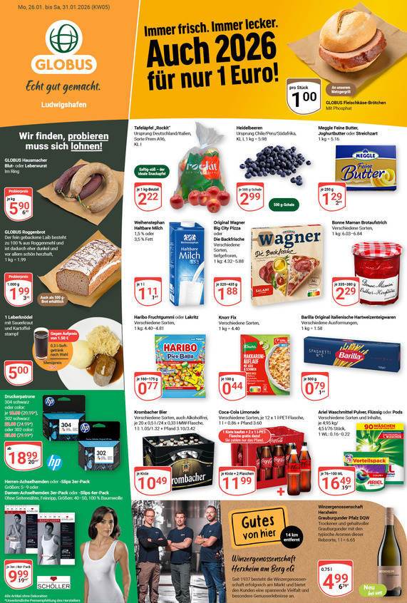 Kommendes Werbeprospekt von GLOBUS mit Angeboten vom 26.01.2026 bis 31.01.2026