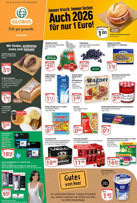 Kommendes Werbeprospekt von GLOBUS mit Angeboten vom 26.01.2026 bis 31.01.2026