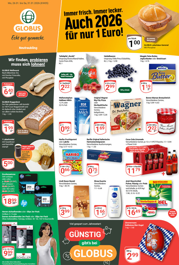 Kommendes Werbeprospekt von GLOBUS mit Angeboten vom 26.01.2026 bis 31.01.2026