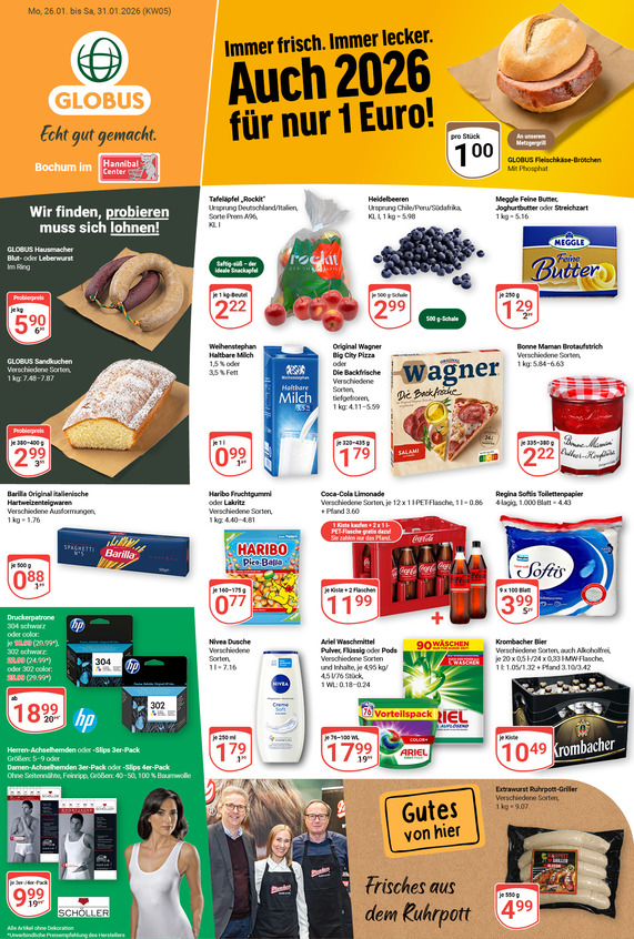 Kommendes Werbeprospekt von GLOBUS mit Angeboten vom 26.01.2026 bis 31.01.2026