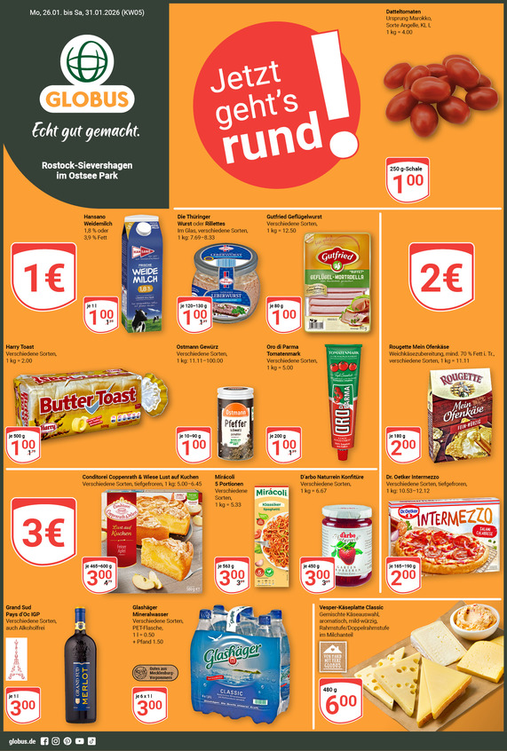 Kommendes Werbeprospekt von GLOBUS mit Angeboten vom 26.01.2026 bis 31.01.2026