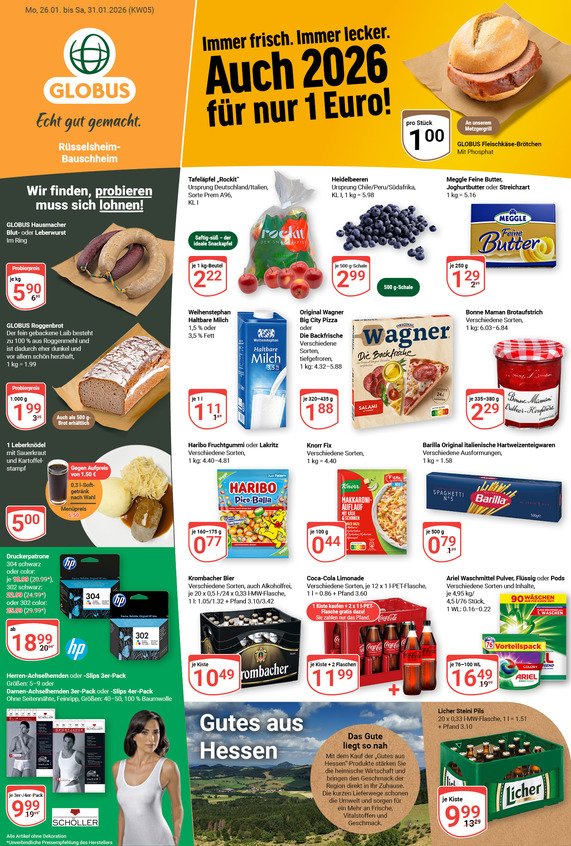 Aktuelles Werbeprospekt von GLOBUS mit Angeboten vom 26.01.2026 bis 31.01.2026