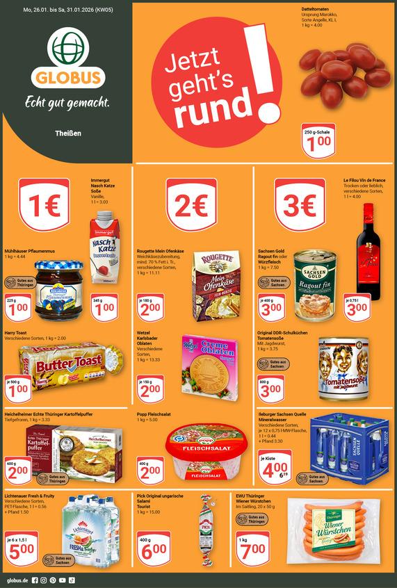 Kommendes Werbeprospekt von GLOBUS mit Angeboten vom 26.01.2026 bis 31.01.2026