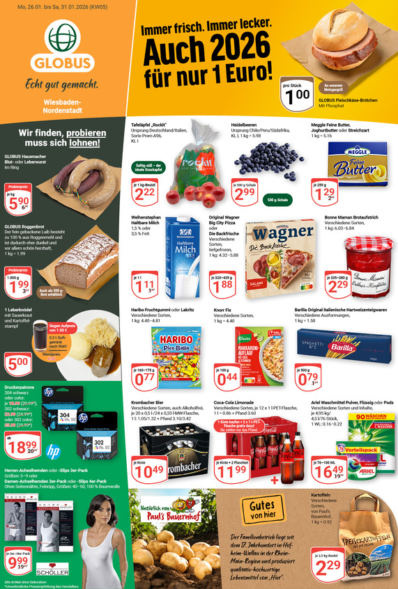 Kommendes Werbeprospekt von GLOBUS mit Angeboten vom 26.01.2026 bis 31.01.2026