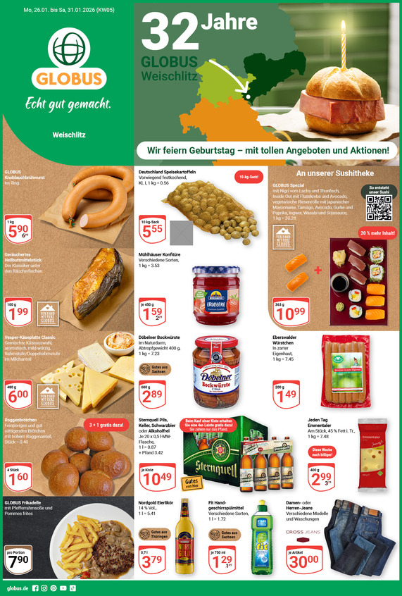 Kommendes Werbeprospekt von GLOBUS mit Angeboten vom 26.01.2026 bis 31.01.2026