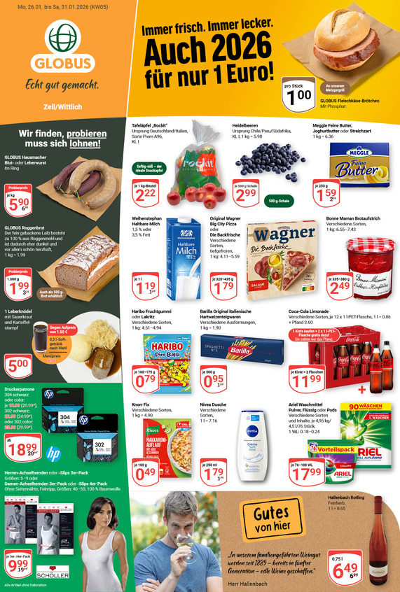 Kommendes Werbeprospekt von GLOBUS mit Angeboten vom 26.01.2026 bis 31.01.2026