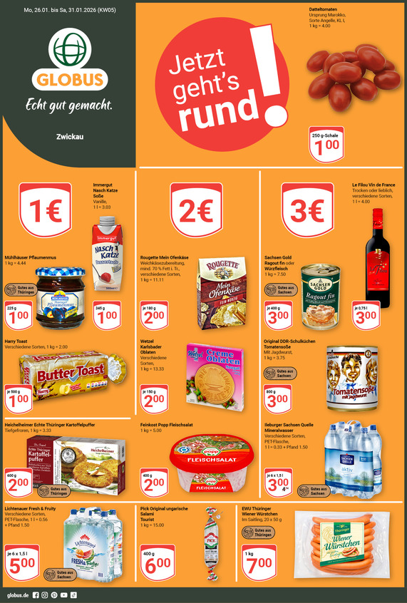 Kommendes Werbeprospekt von GLOBUS mit Angeboten vom 26.01.2026 bis 31.01.2026