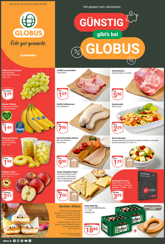 Kommendes Werbeprospekt von GLOBUS mit Angeboten vom 02.02.2026 bis 07.02.2026