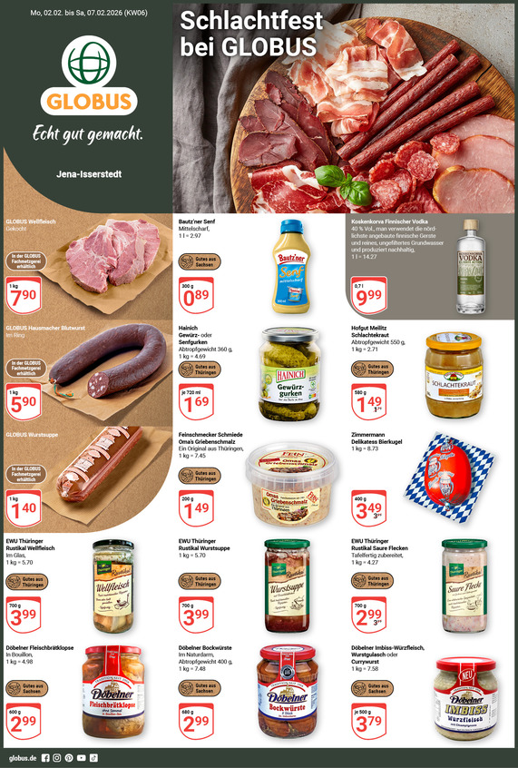 Kommendes Werbeprospekt von GLOBUS mit Angeboten vom 02.02.2026 bis 07.02.2026