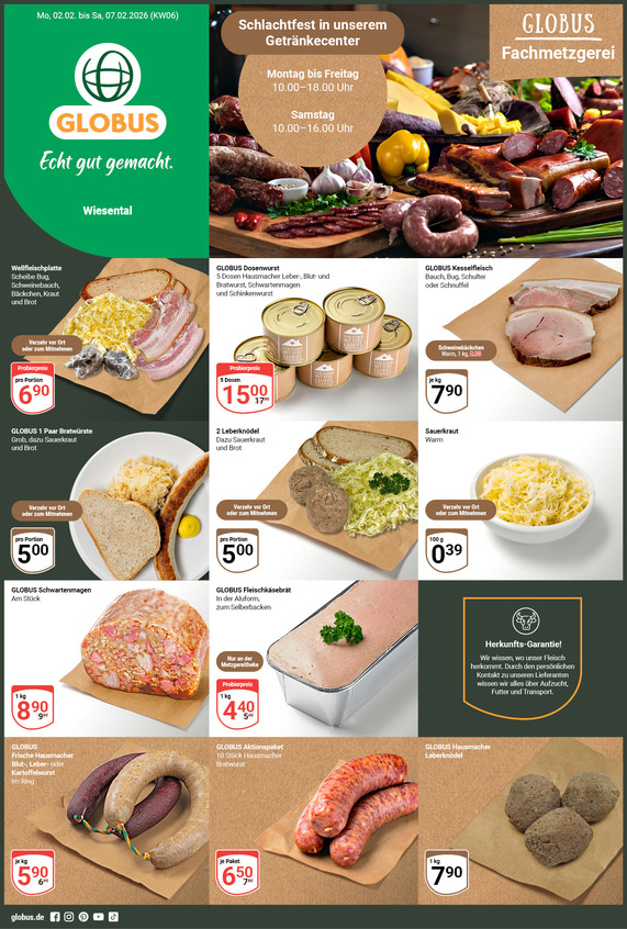 Kommendes Werbeprospekt von GLOBUS mit Angeboten vom 02.02.2026 bis 07.02.2026