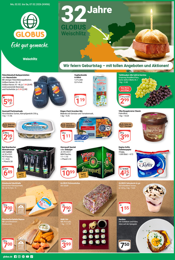 Kommendes Werbeprospekt von GLOBUS mit Angeboten vom 02.02.2026 bis 07.02.2026