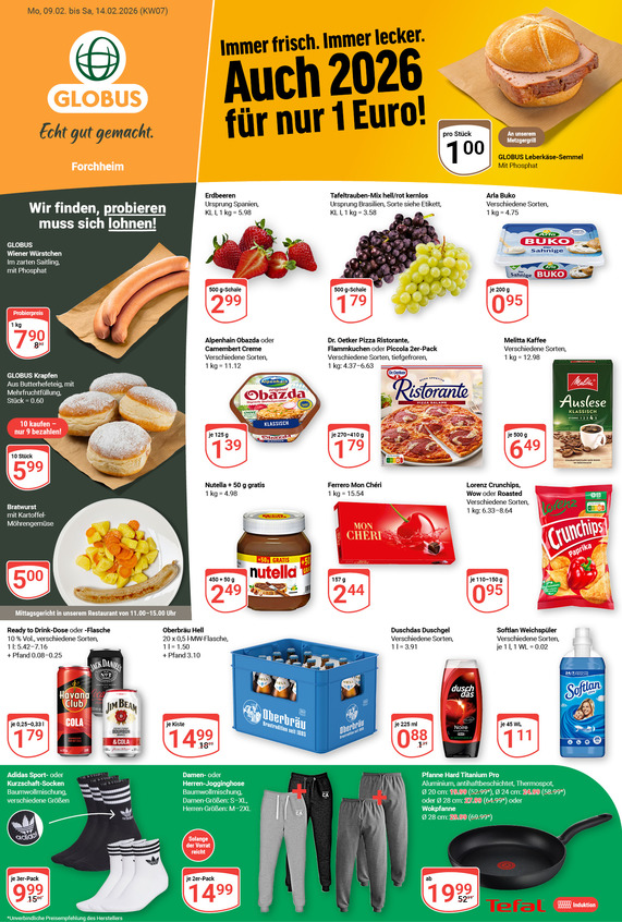 Kommendes Werbeprospekt von GLOBUS mit Angeboten vom 09.02.2026 bis 14.02.2026