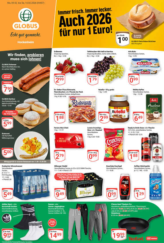 Kommendes Werbeprospekt von GLOBUS mit Angeboten vom 09.02.2026 bis 14.02.2026