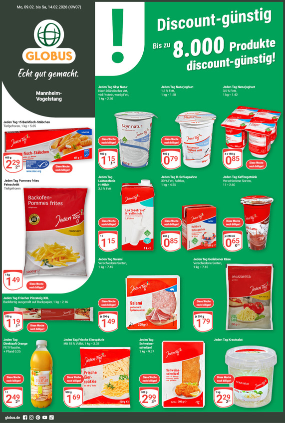 Kommendes Werbeprospekt von GLOBUS mit Angeboten vom 09.02.2026 bis 14.02.2026