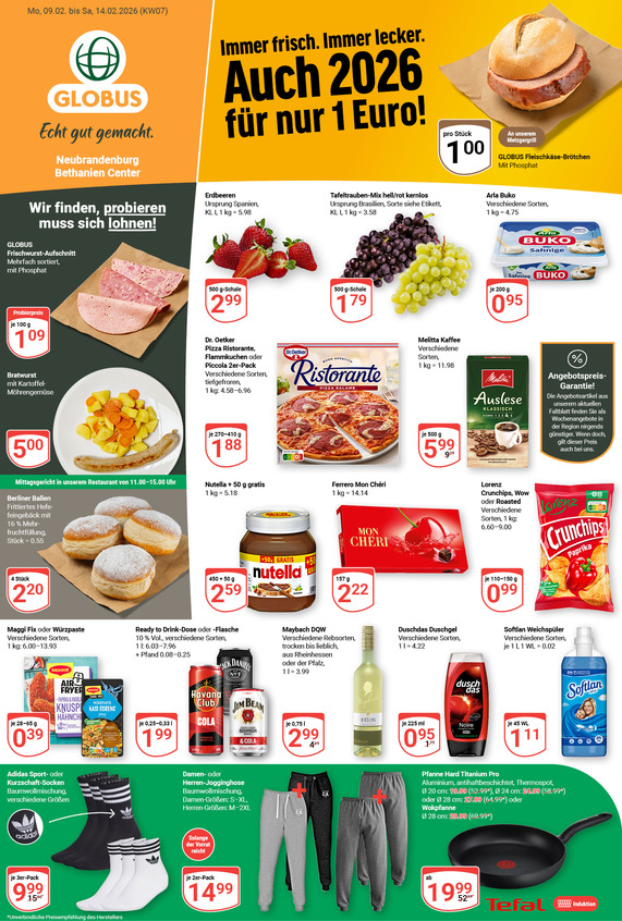 Kommendes Werbeprospekt von GLOBUS mit Angeboten vom 09.02.2026 bis 14.02.2026
