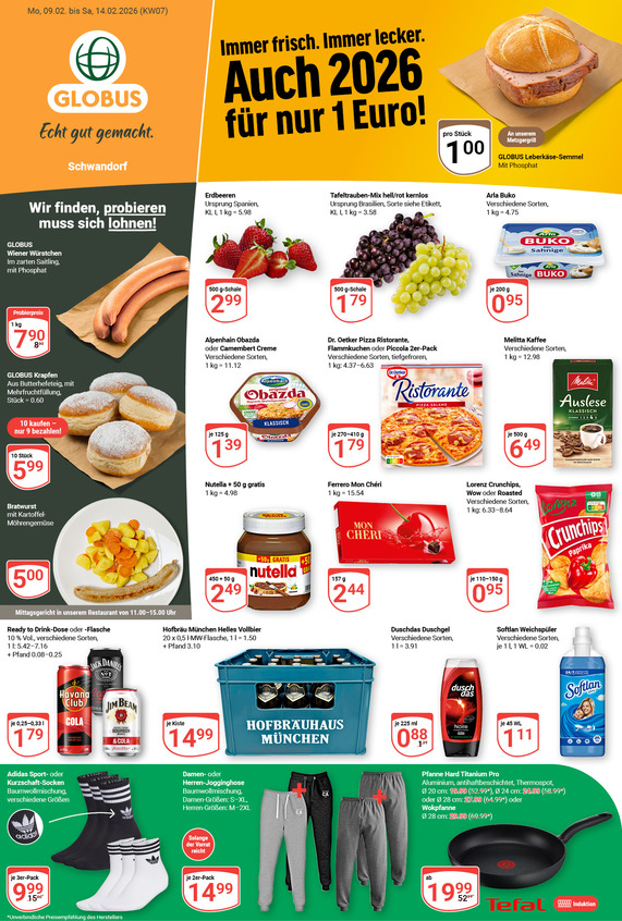 Kommendes Werbeprospekt von GLOBUS mit Angeboten vom 09.02.2026 bis 14.02.2026