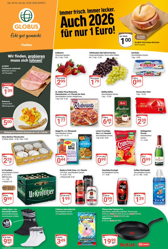Kommendes Werbeprospekt von GLOBUS mit Angeboten vom 09.02.2026 bis 14.02.2026