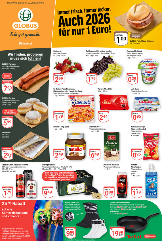 Kommendes Werbeprospekt von GLOBUS mit Angeboten vom 09.02.2026 bis 14.02.2026