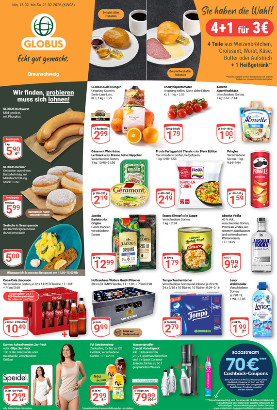 Aktuelles Werbeprospekt von GLOBUS mit Angeboten vom 16.02.2026 bis 21.02.2026