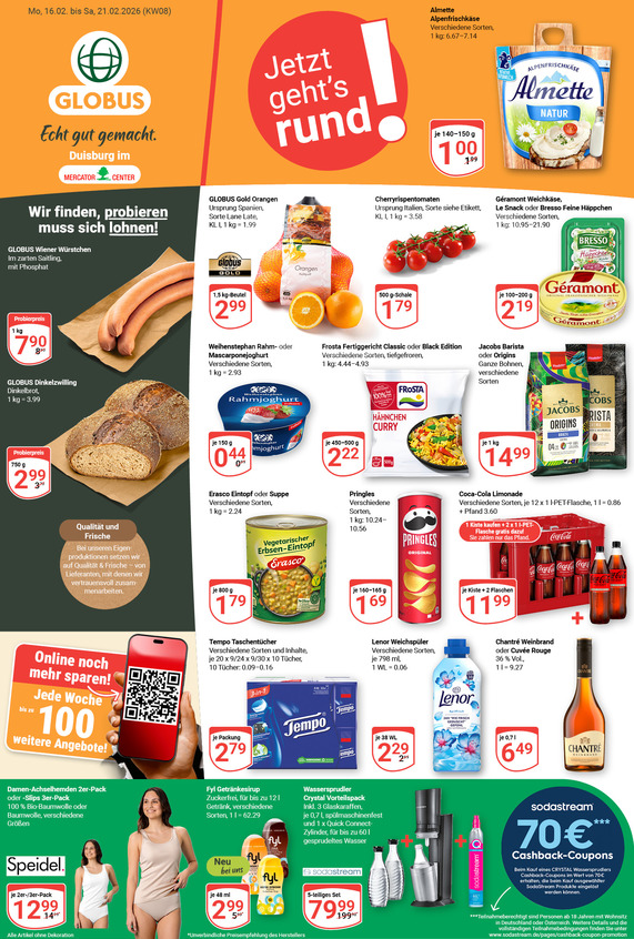 Aktuelles Werbeprospekt von GLOBUS mit Angeboten vom 16.02.2026 bis 21.02.2026