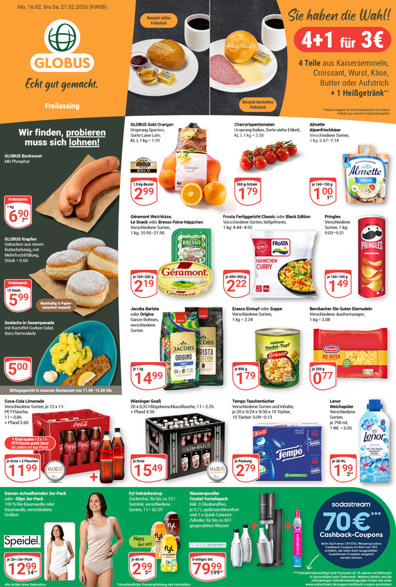 Aktuelles Werbeprospekt von GLOBUS mit Angeboten vom 16.02.2026 bis 21.02.2026