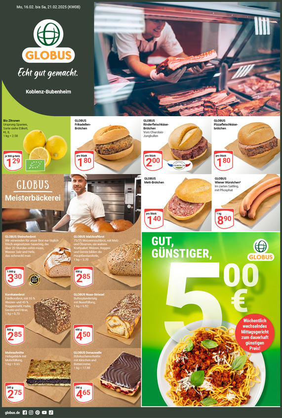 Kommendes Werbeprospekt von GLOBUS mit Angeboten vom 16.02.2026 bis 21.02.2026